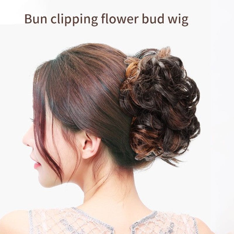 Bun Clipping Flower Buds Wig