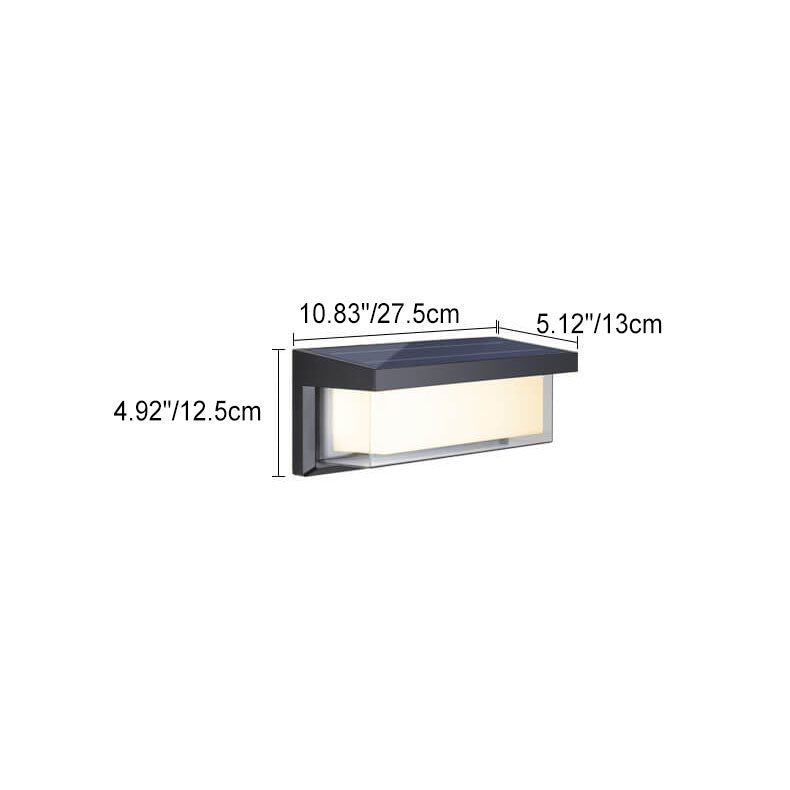 Modern Minimalist Solar Rectangle PC LED Outdoor Wall Light Lamp For Outdoor Patio