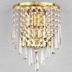 Modern Luxury Semi-Round Octagonal Pearl Stainless Steel Crystal 1-Light Wall Sconce Lamp for Living Room