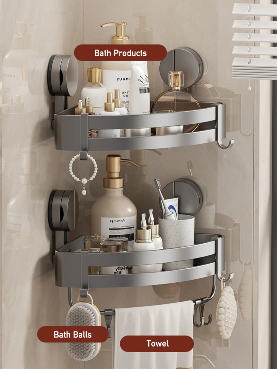 AquaGrip – Luxury Suction Cup Bath Shelf without Drilling