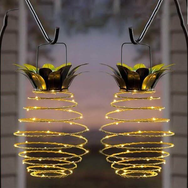 Solar Pineapple Garden Lantern with Warm LED Light 28cm