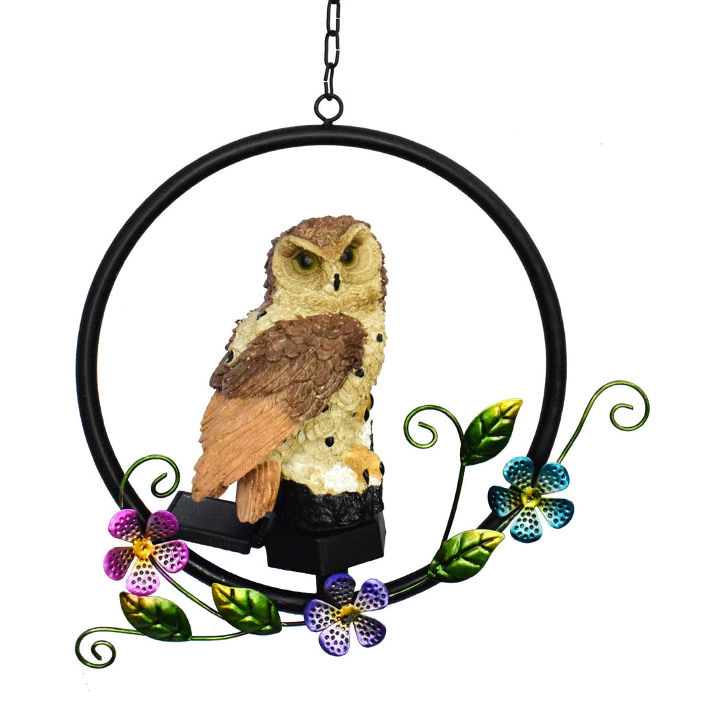 European rustic owl solar waterproof outdoor garden pendant lights