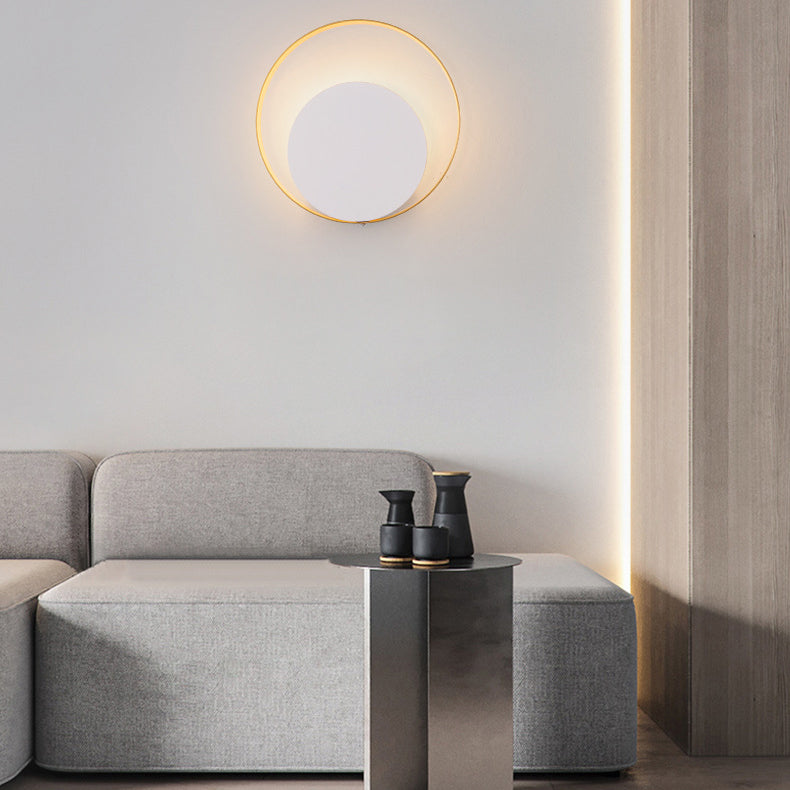 Modern Minimalist Iron Circle Ring 1-Light Wall Sconces Lamp For Bedroom