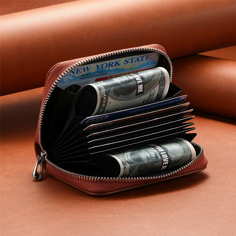 Intelligent AirTag-Zip RFID Leather Wallet