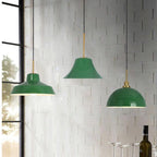 RetroDome Industrial Vintage Pendant Light | Green Iron Dome Design | Single Light | Rustic Ceiling Lighting