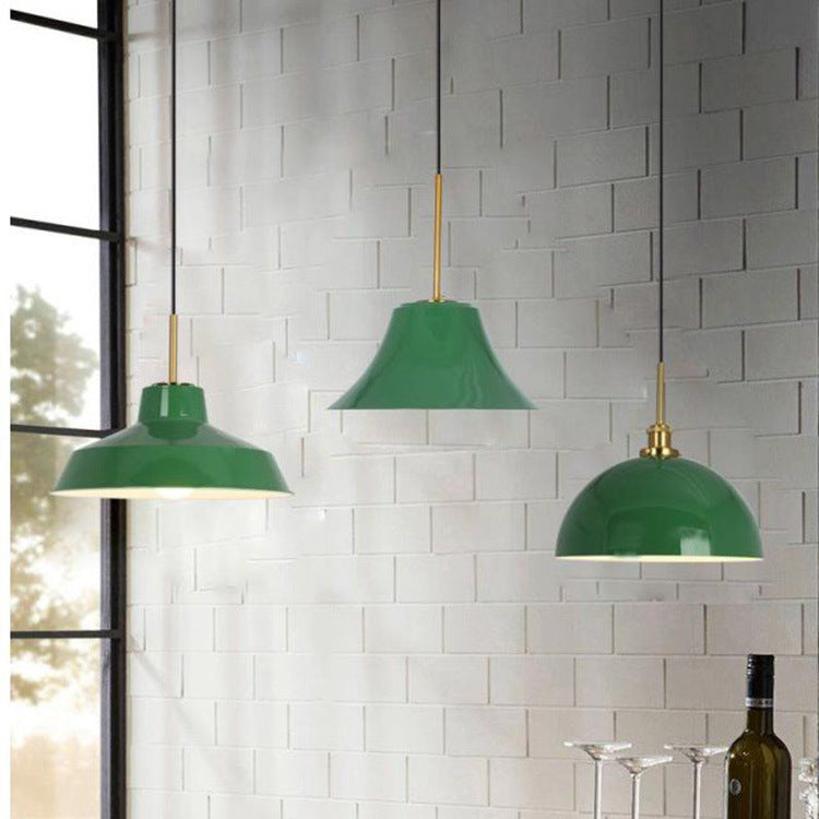 RetroDome Industrial Vintage Pendant Light | Green Iron Dome Design | Single Light | Rustic Ceiling Lighting