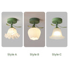 Ceiling Light with Floral Glass Shade Design