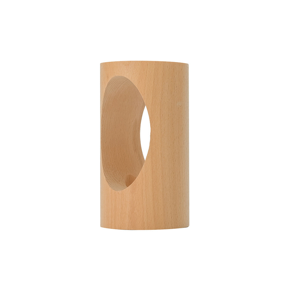 Japanese solid wood rectangular column LED night lamp USB table lamp