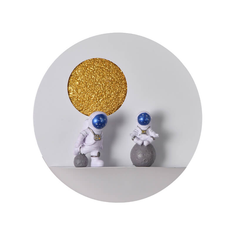 Contemporary Creative Iron Resin Round Astronaut LED Wall Light Lamp for Bedroom