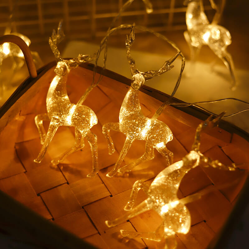 Battery-Powered Elk LED String Lights with Built-In LEDs and Multiple Lengths