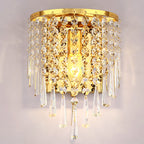 Modern Luxury Semi-Round Octagonal Pearl Stainless Steel Crystal 1-Light Wall Sconce Lamp for Living Room