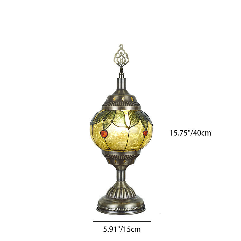 Traditional Tiffany romantic oval iron enameled 1-light table lamp for the bedroom