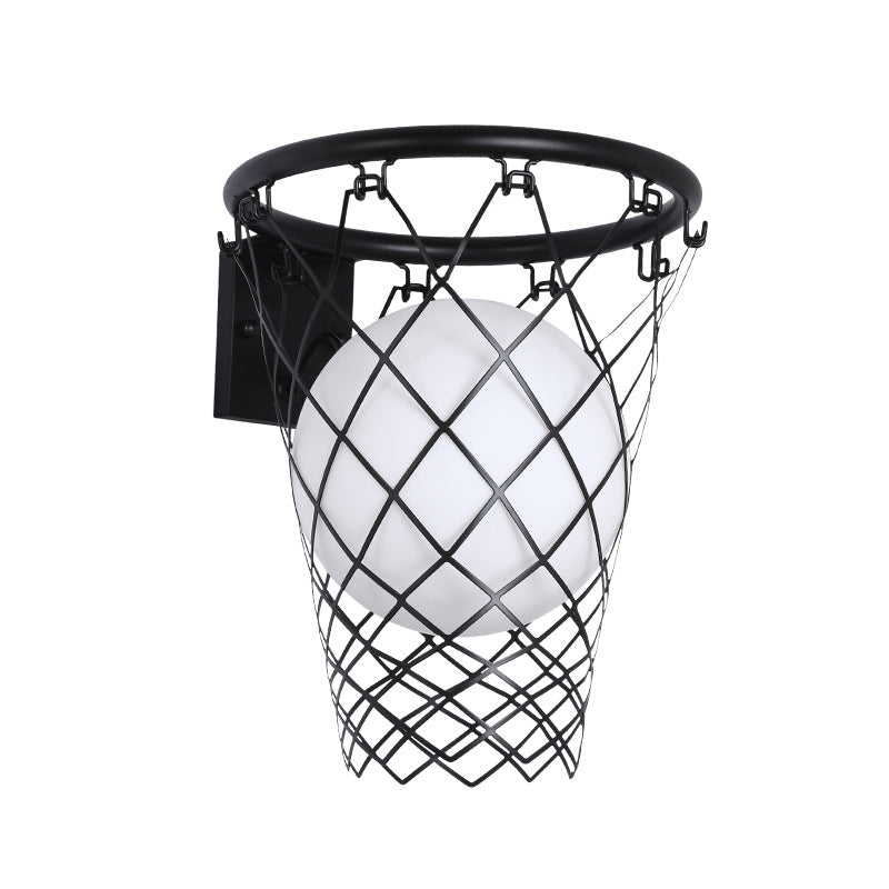 Slamora Children's Wall Light | Basketball Hoop Design | Glass & Metal | Art Deco Style | Bedroom Light