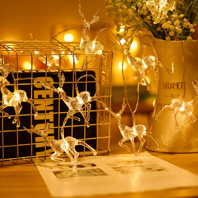 Battery-Powered Elk LED String Lights with Built-In LEDs and Multiple Lengths