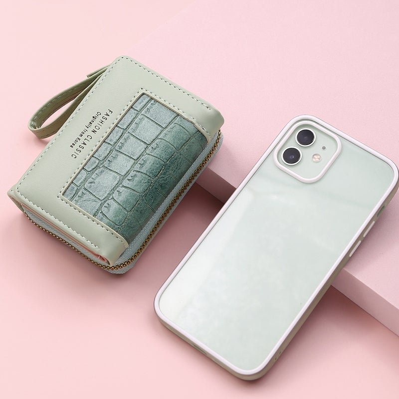 Large Capacity Multi-Card Zipper Tri-Fold Coin Purse