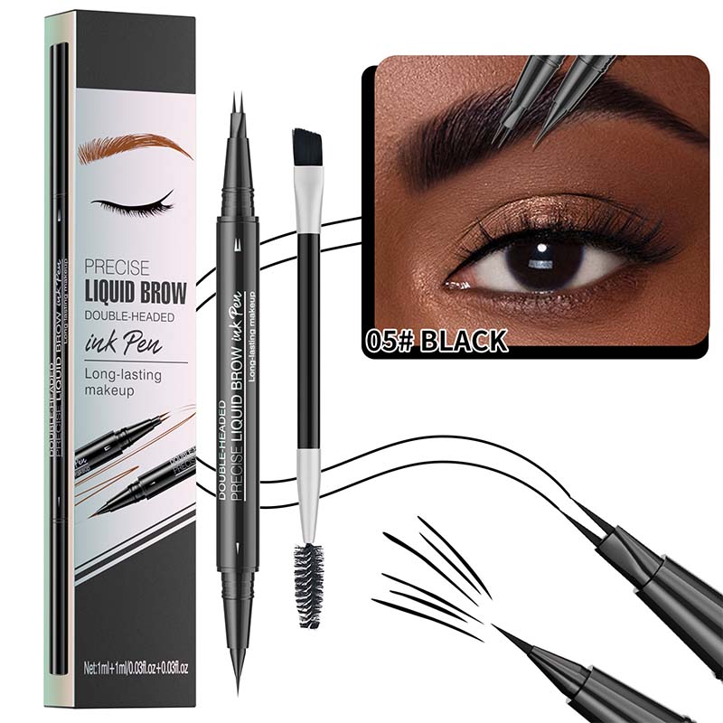 2-in-1 Dual-Ended Eyebrow Pencil with Micro-Fork Tip Applicator and Precise Brush Tip