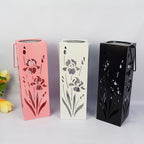 Solar Butterfly Rose Pattern Hollow Column LED Outdoor Waterproof Decorative Lamp