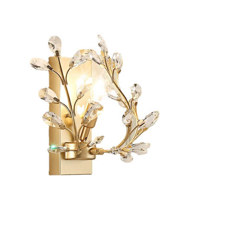 Luminis Wall Light | Luxury Crystal Design | Leaf Motif | 1-Bulb & Modern