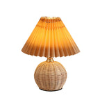 RattaLume Nordic LED Table Lamp | Woven Rattan & Foldable Fabric Shade | Mood Light | Decor for the Bedroom