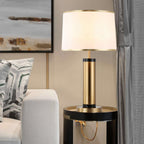 Modern Transitional Cylinder Iron Fabric 1-Light Table Lamp for the Living Room