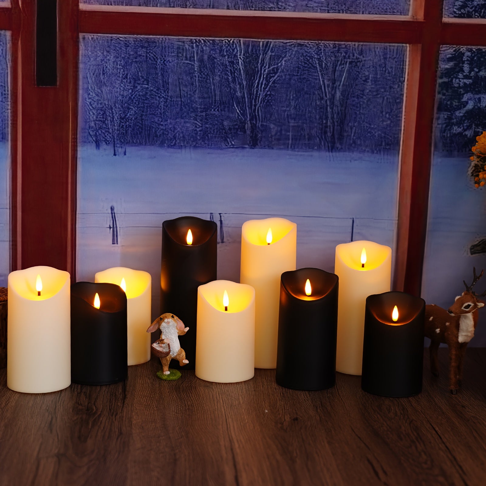 GlowLuxe Flameless LED Candles Set (9-piece) – With Remote Control and Glitter Finish