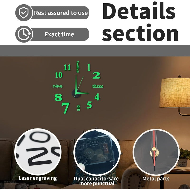 Luminous Frameless 3D Wall Clock