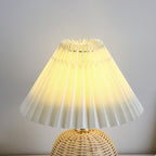 RattaLume Nordic LED Table Lamp | Woven Rattan & Foldable Fabric Shade | Mood Light | Decor for the Bedroom