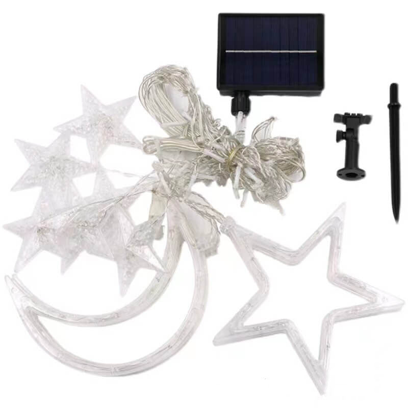 LED Solar Star Moon Curtain Light Christmas Outdoor Patio Decorative Camping String Lights