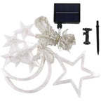 LED Solar Star Moon Curtain Light Christmas Outdoor Patio Decorative Camping String Lights