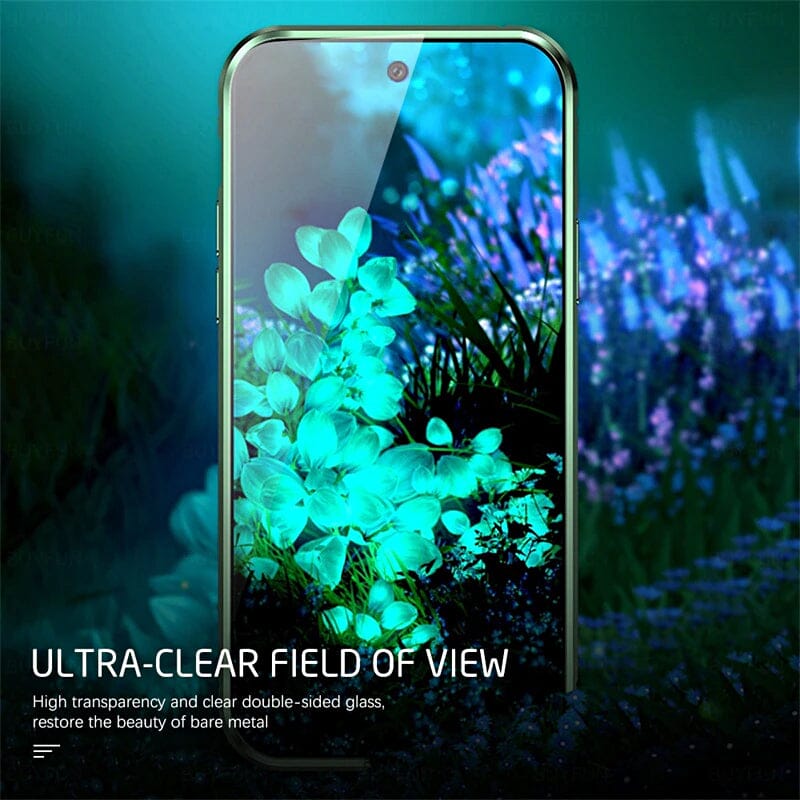 Magnetic tempered glass double-sided phone case for Samsung