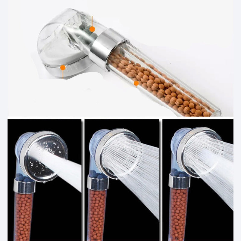 Pressure washing shower with negative ions