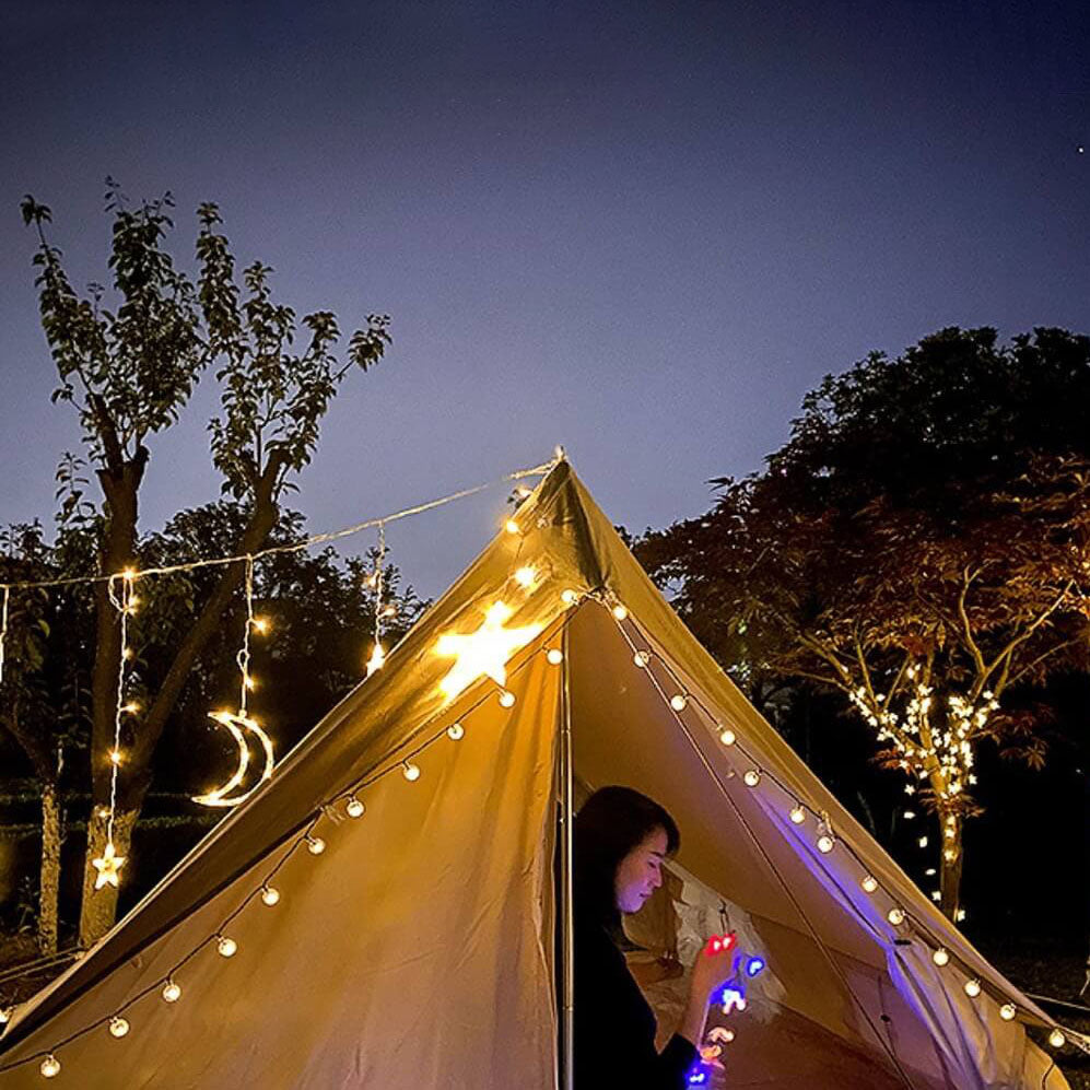 LED Solar Star Moon Curtain Light Christmas Outdoor Patio Decorative Camping String Lights