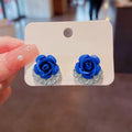 Blue Rose Stud Earrings