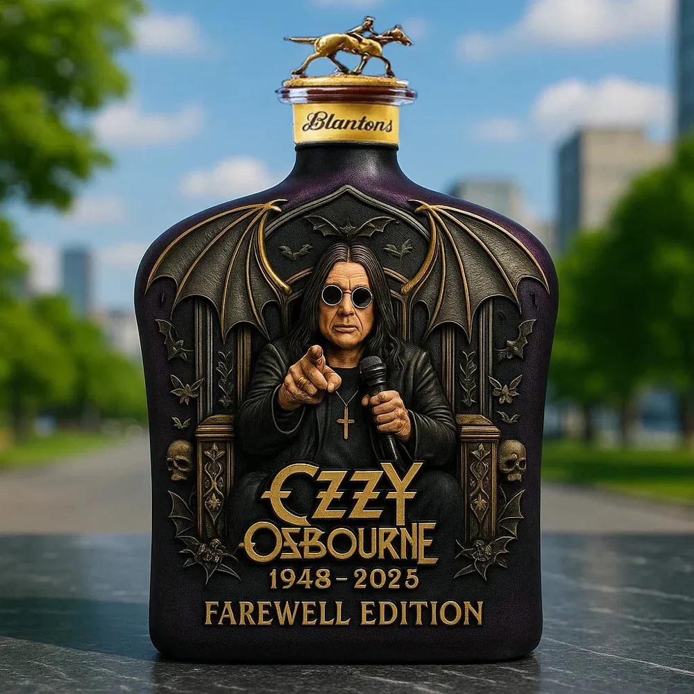 Ozzy Osbourne Embossed Glass Whiskey Bottle