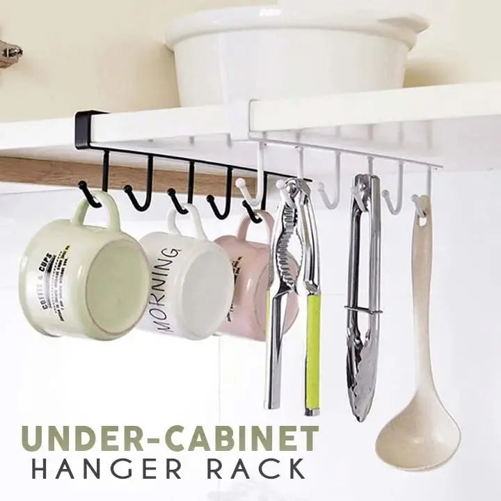 Under-cabinet hook strip – space-saving kitchen storage with 6 hooks