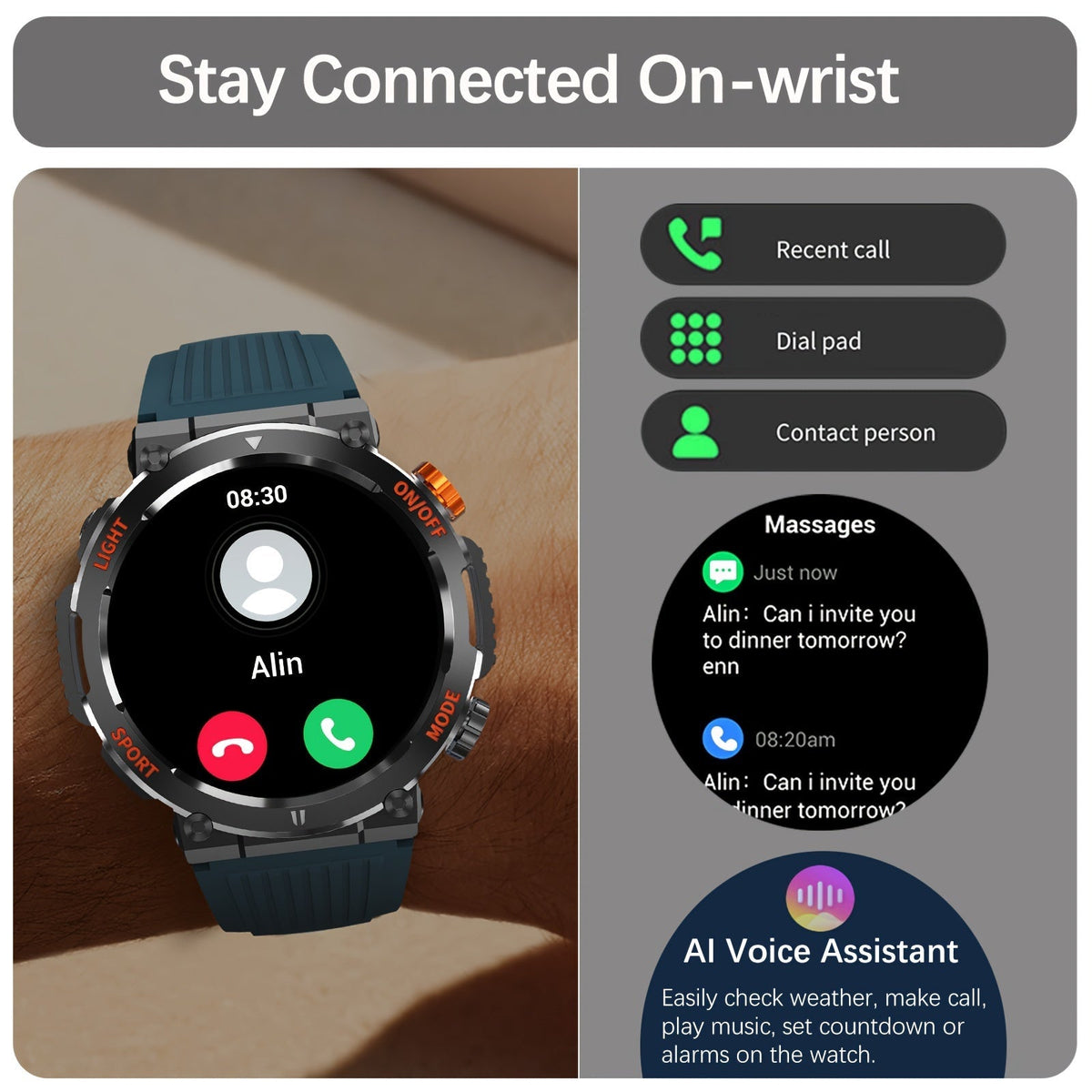 Jack - Waterproof Smartwatch with LED Flashlight and Sleep Monitor