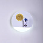 Contemporary Creative Iron Resin Round Astronaut LED Wall Light Lamp for Bedroom