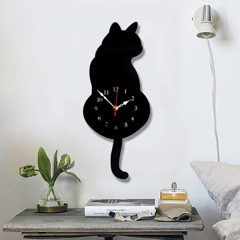 Nordic Cat Wobble-Tail Wall Clock