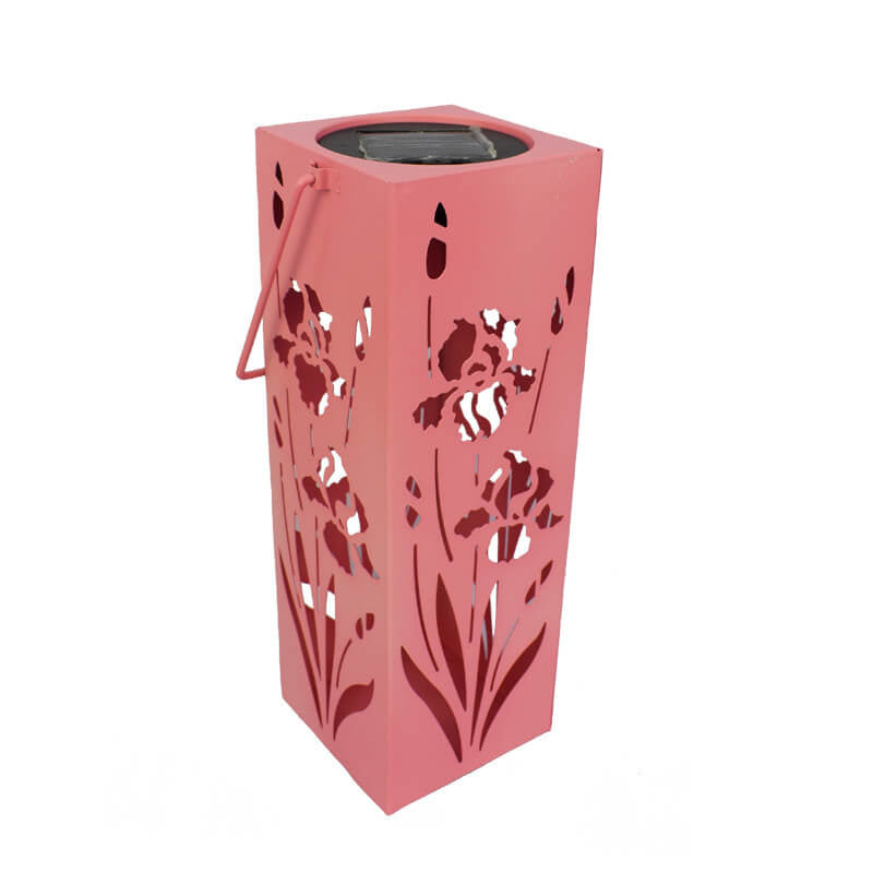 Solar Butterfly Rose Pattern Hollow Column LED Outdoor Waterproof Decorative Lamp