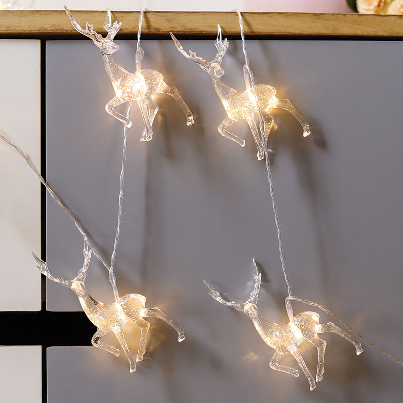 Battery-Powered Elk LED String Lights with Built-In LEDs and Multiple Lengths