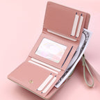 Large Capacity Multi-Card Zipper Tri-Fold Coin Purse