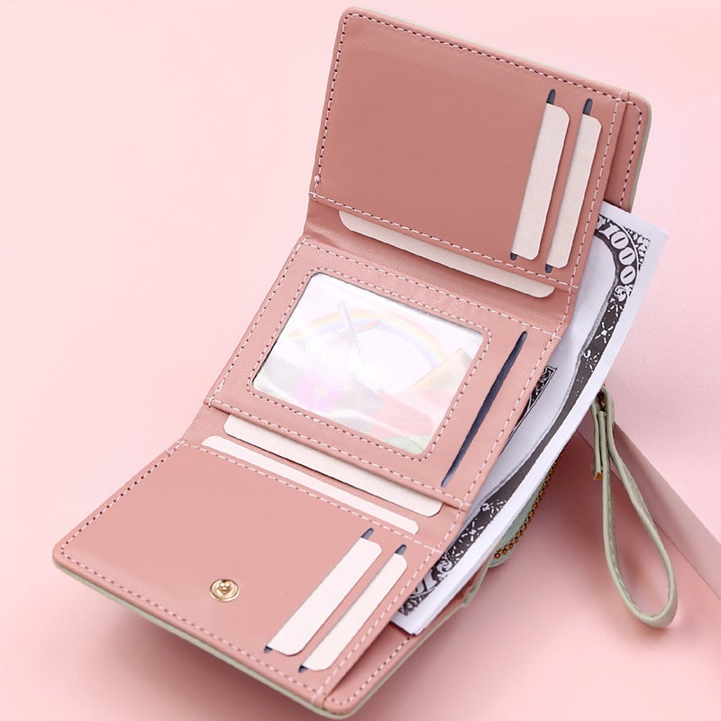 Large Capacity Multi-Card Zipper Tri-Fold Coin Purse