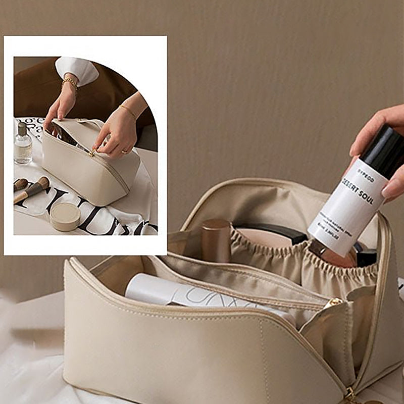 Portable travel cosmetic bag made of PU