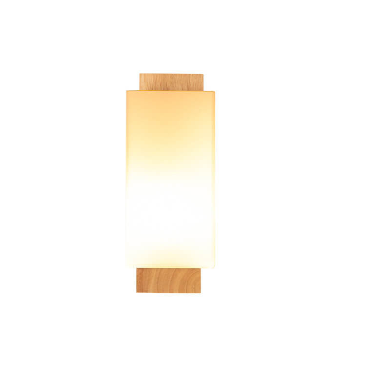 Modern minimalist solid wood square glass column 1-light wall sconces lamp