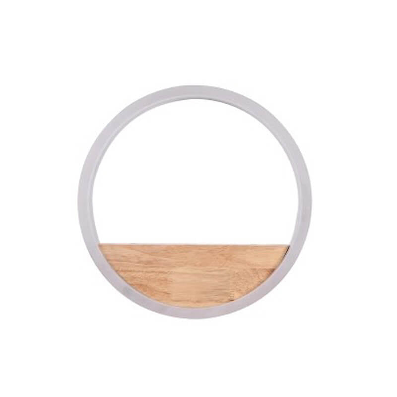 Lumoshelf LED Wall Light | Solid Wood with Shelf | Round Wall Lamp | Warm & White Light