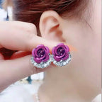 Blue Rose Stud Earrings
