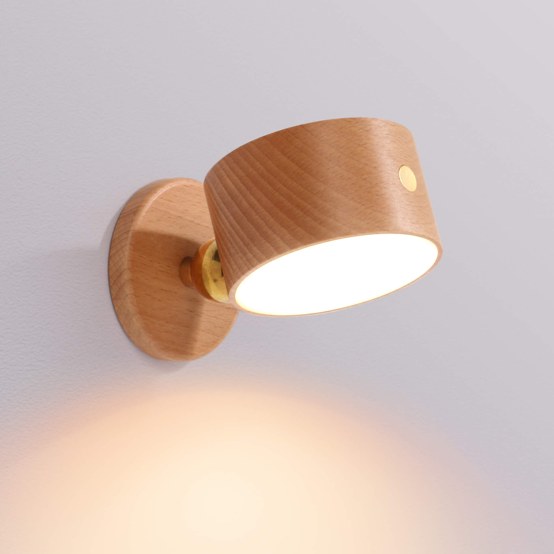 Simple wood USB rechargeable touch magnet LED night light wall sconce lamp