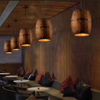 BarrelGlow Vintage Pendant Light | Wood Wine Barrel Design | 1-bulb | Rustic Lighting