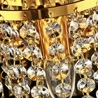 Modern Luxury Semi-Round Octagonal Pearl Stainless Steel Crystal 1-Light Wall Sconce Lamp for Living Room