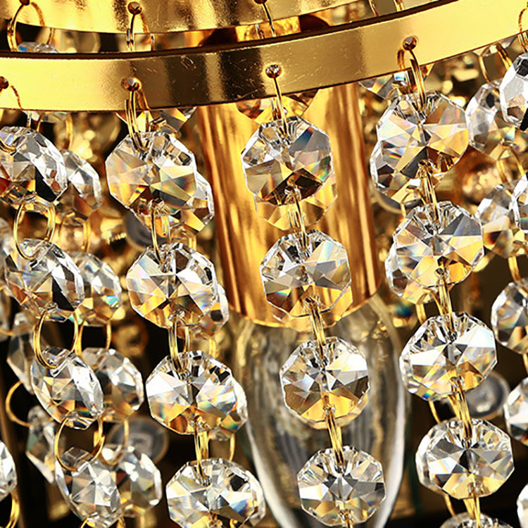 Modern Luxury Semi-Round Octagonal Pearl Stainless Steel Crystal 1-Light Wall Sconce Lamp for Living Room